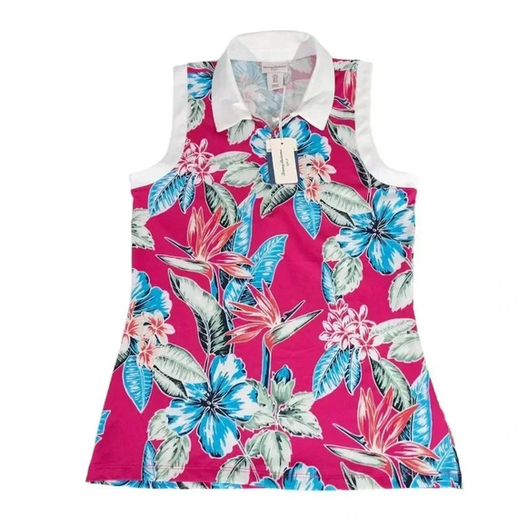 NWT Ladies TOMMY BAHAMA Sleeveless Golf Tennis Shirt Size Small MSRP: $110 - Picture 1 of 8